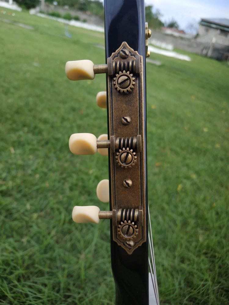 b and g little sister crossroads electric guitar headstock side view