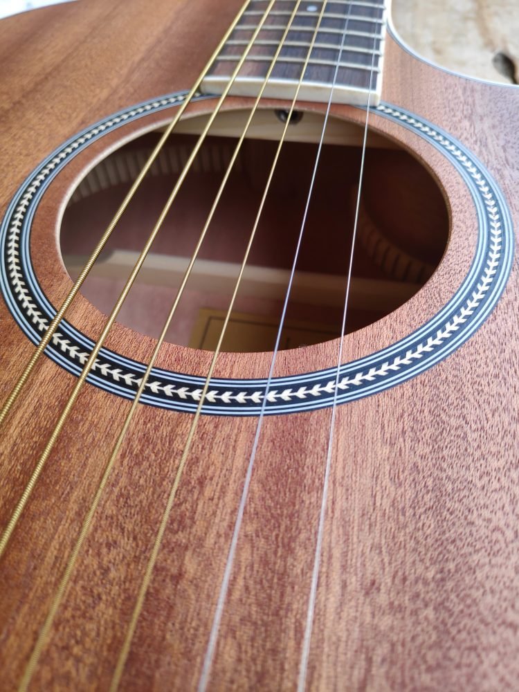 orangewood rey mahogany acoustic guitar sound hole