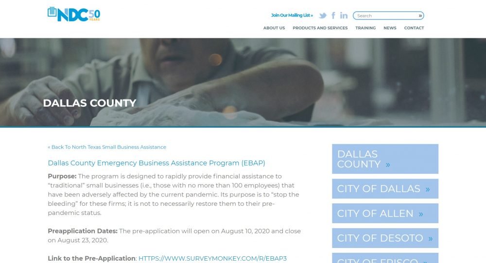 Dallas County Emergency Business Assistance Program