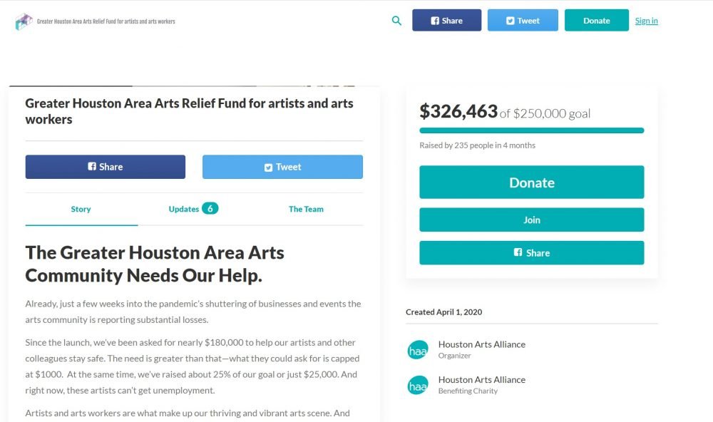 Greater Houston Area Arts Relief Fund