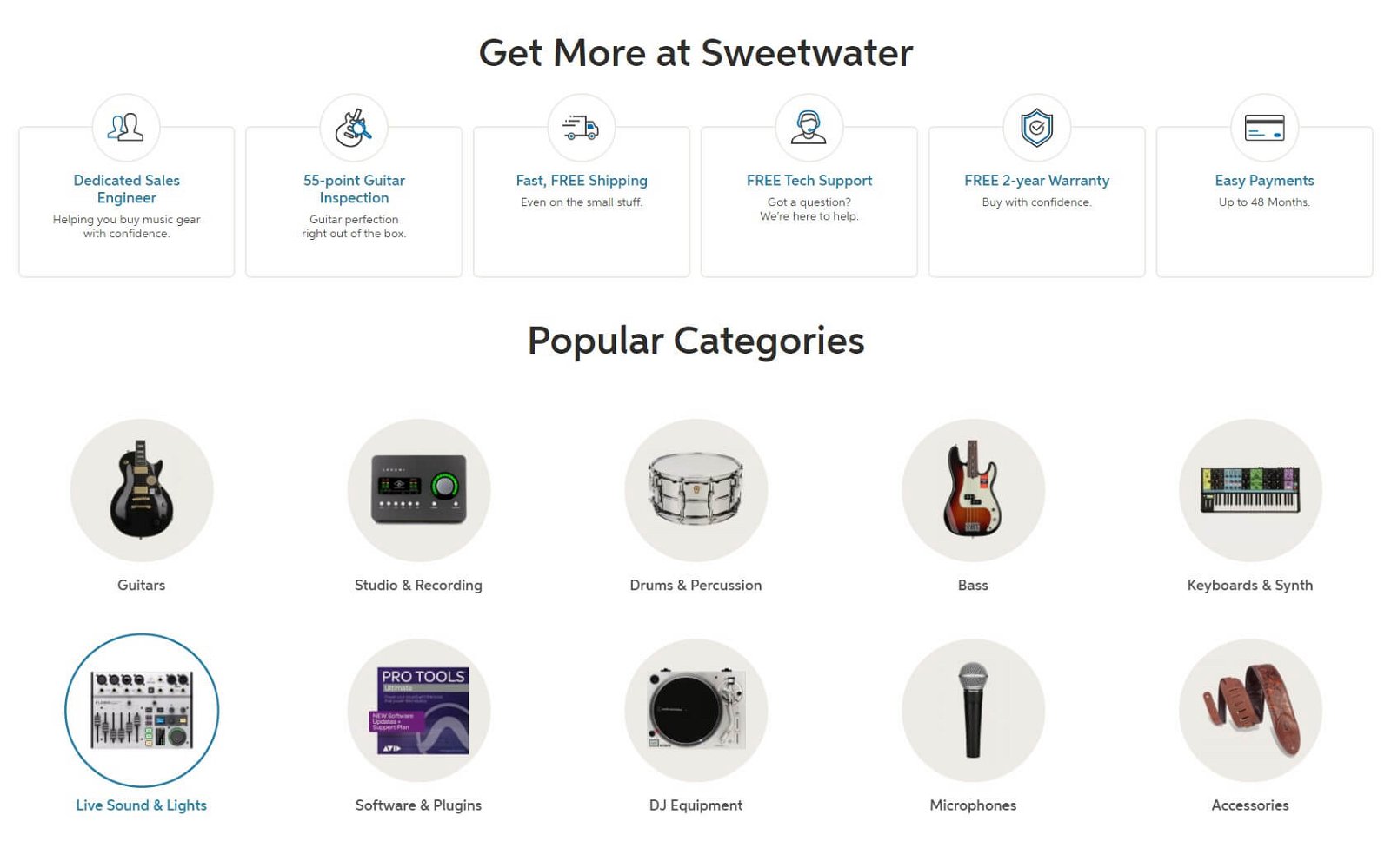Sweetwater Support and instruments
