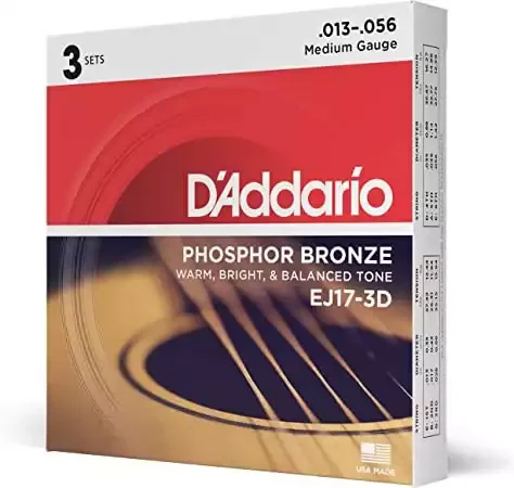 D’Addario EJ17 Phosphor Bronze Acoustic Guitar Strings, Medium