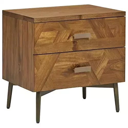 Amazon Brand Rivet Brecken Modern Wood Nightstand Bedside Table, 24 Inch, Brown