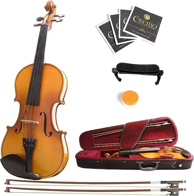 Mendini MV400 Ebony Fitted Solid Wood Violin