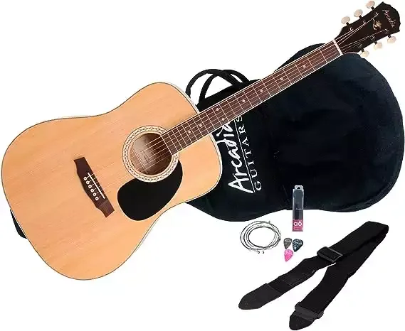 Arcadia DL36NA Parlor Size 36" Acoustic Guitar Pack